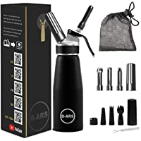 B-ARS Sifón Cocina Espumas Sifón para Nata Sifón de Cocina Profesional Dispensador de Cremas Batidas Cuerpo de Aluminio…
